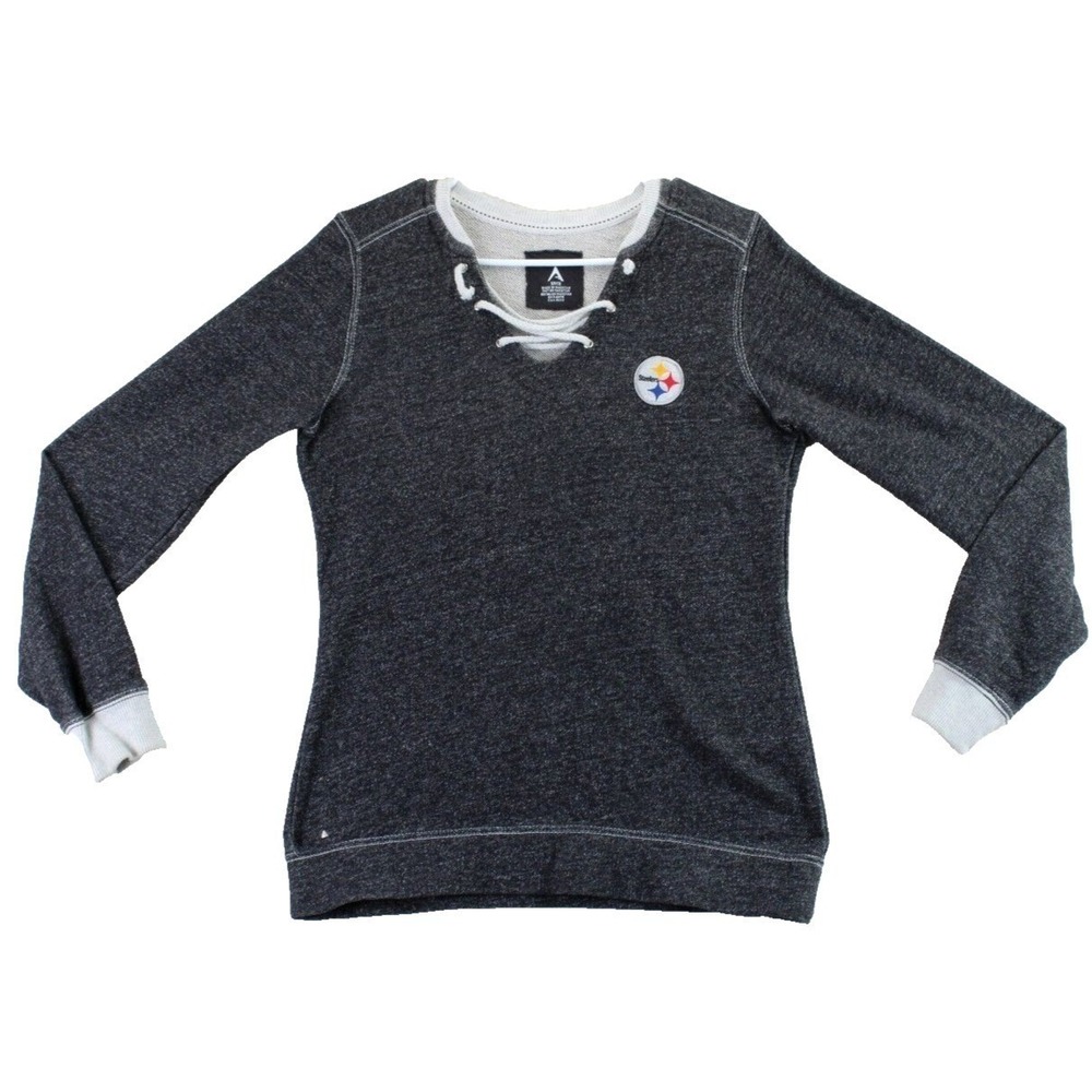 Majestic Pittsburgh Steelers Lace Up Pullover Sweatshirt Womens‎ S  NFL Football